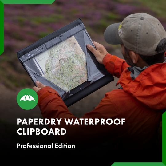navigating with a paperdry waterproof clipboard