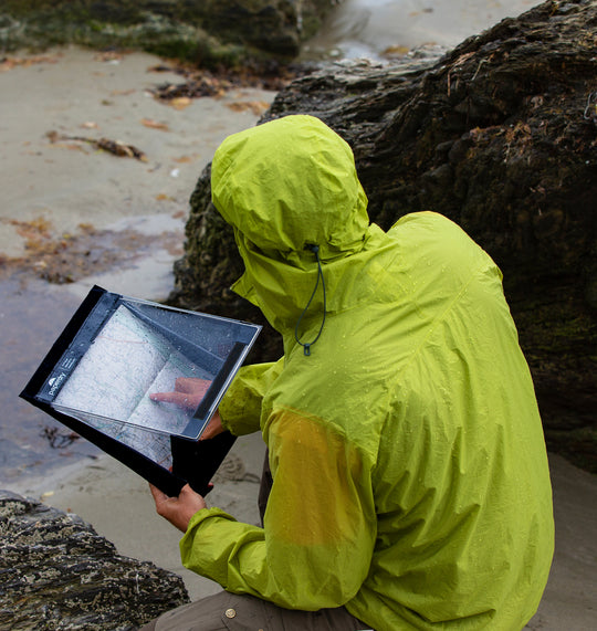 Navigating in the rain with a waterproof clipboard