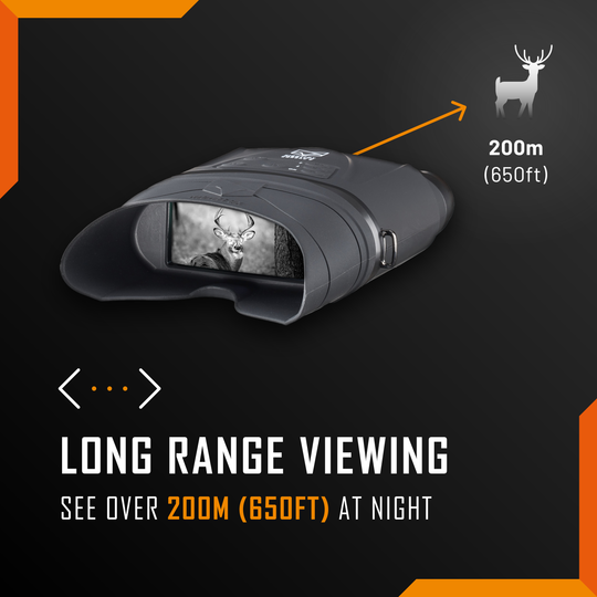 Long range, night vision binoculars with over 200m of viewing ability.