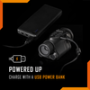 The Prowl night vision goggles can be recharged on the go with a USB power bank.