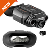 Black night vision device with lens and screen on a white background